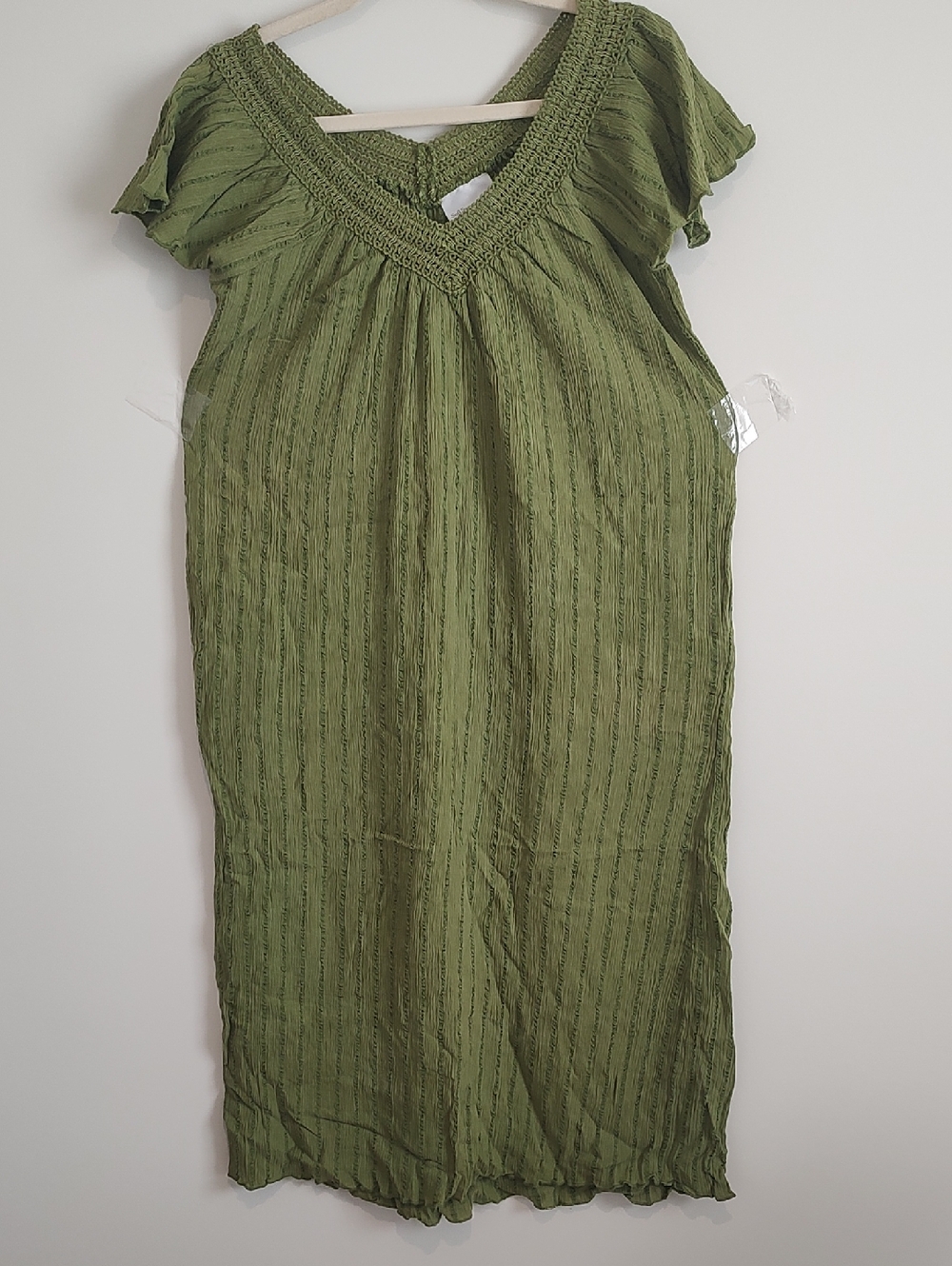 Cotton Blend Green Prairie Casual Cottagecore Resort Gauze Boho House Dress